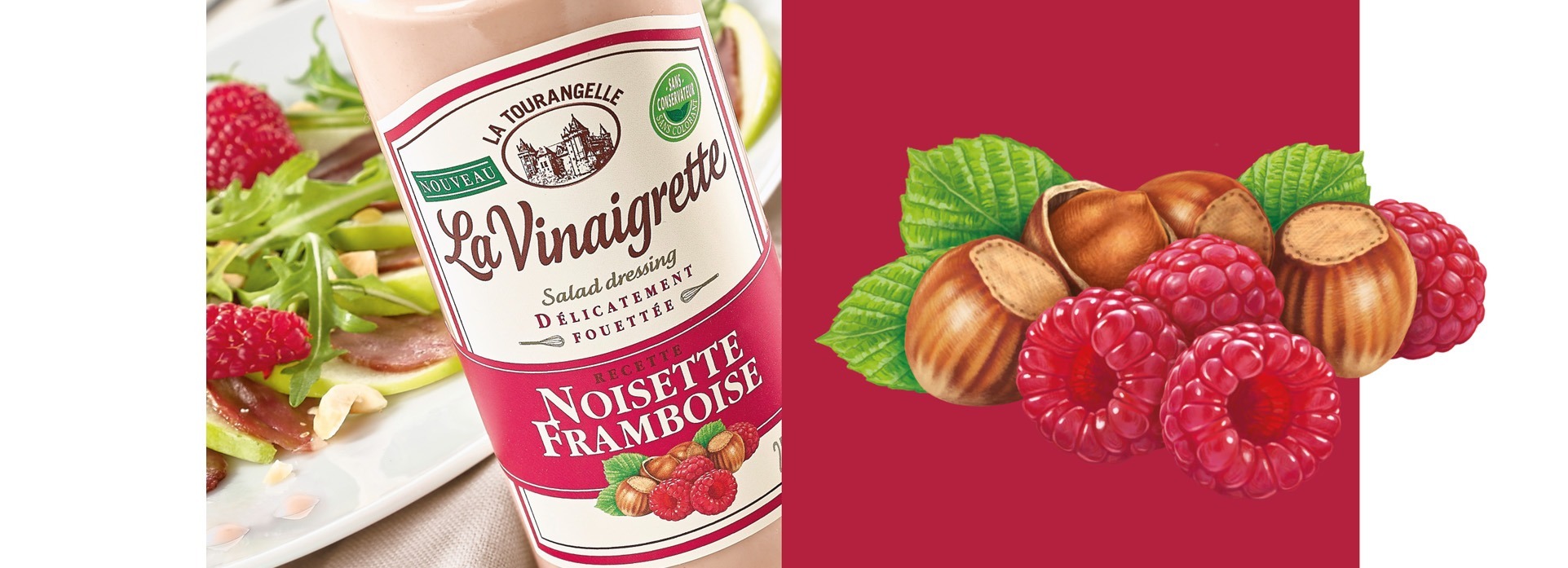 noisette framboise Vinaigrette packaging la tourangelle VIKIU