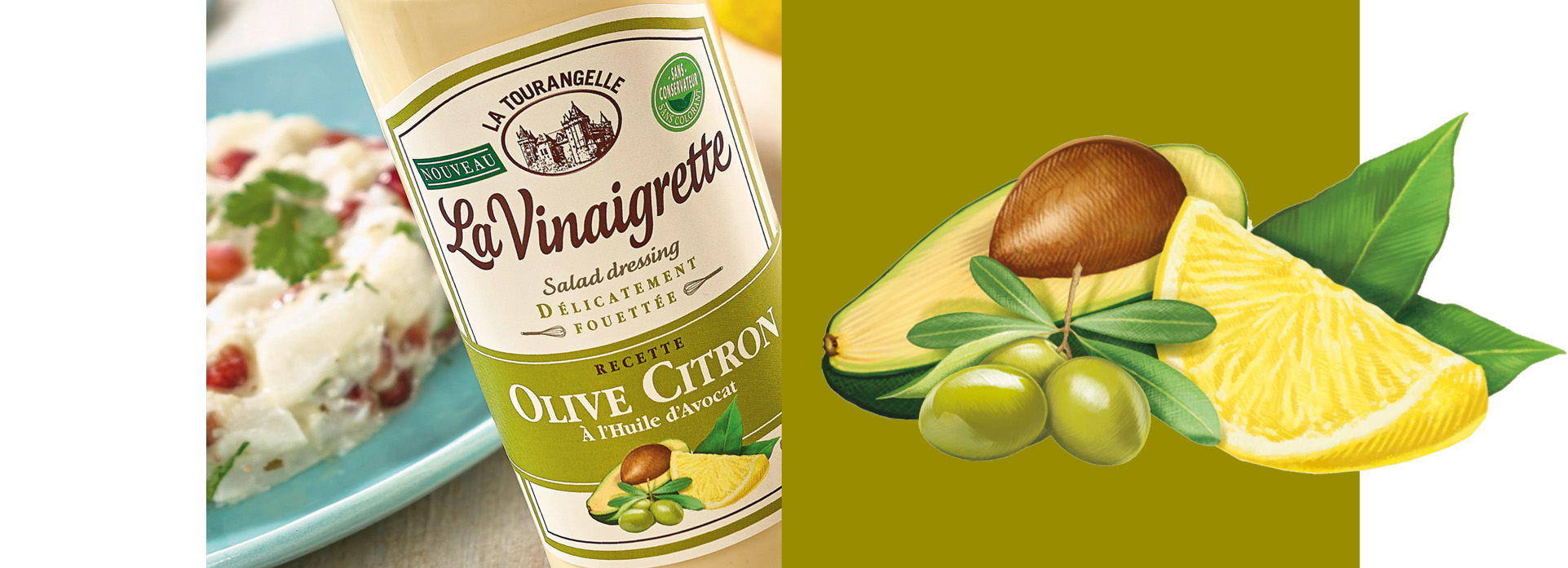olive citron Vinaigrette packaging la tourangelle VIKIU